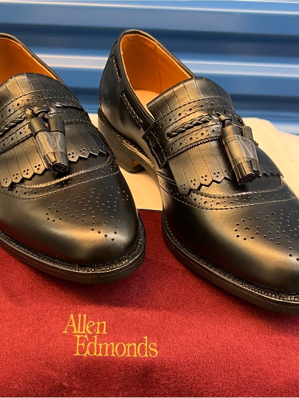 Allen Edmonds Black Leather Kiltie Tassel Loafers